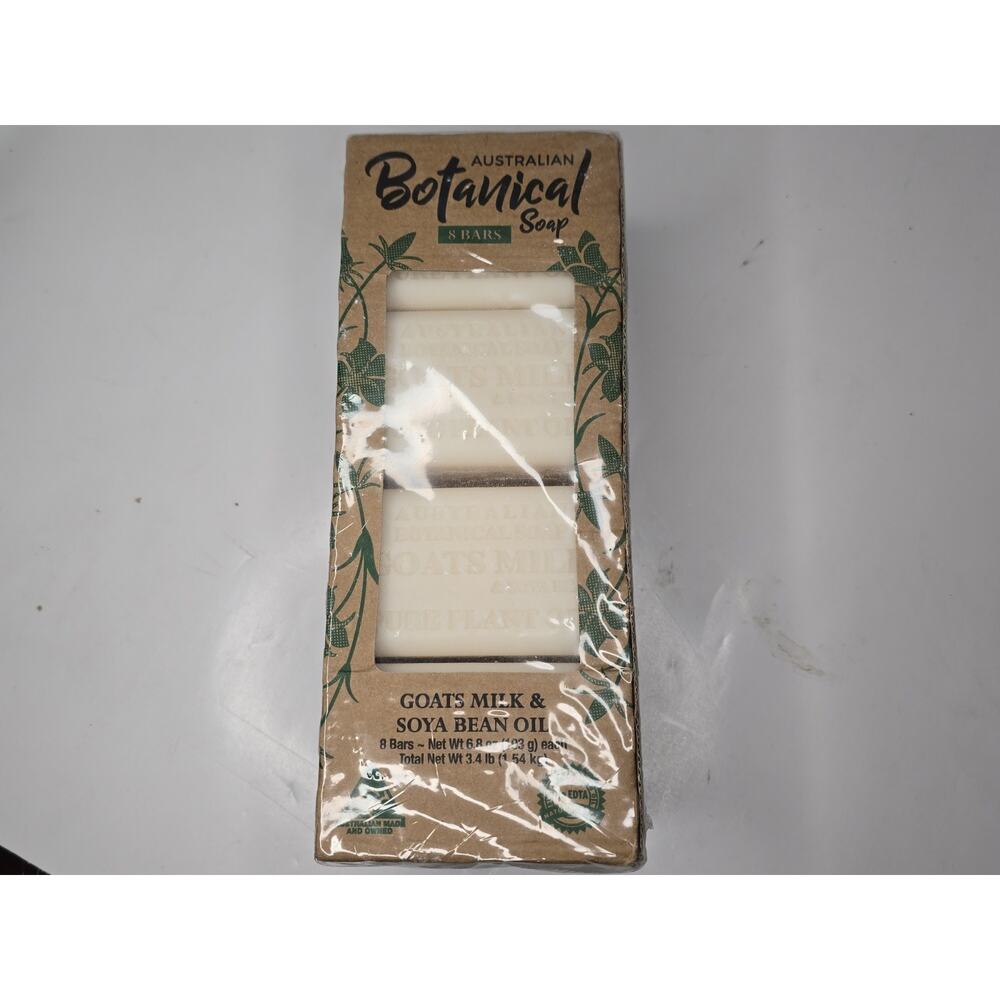 Australian Botanical Soap Goats Milk and Soya Bean Oil Triple-Milled, 8 Bars